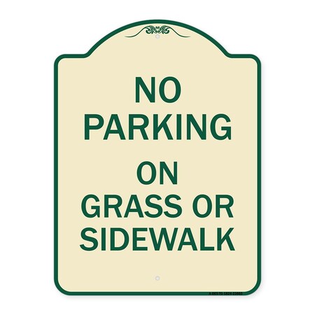 Signmission No Parking on Grass or Sidewalk Heavy-Gauge Aluminum Architectural Sign, 24" x 18", TG-1824-23803 A-DES-TG-1824-23803